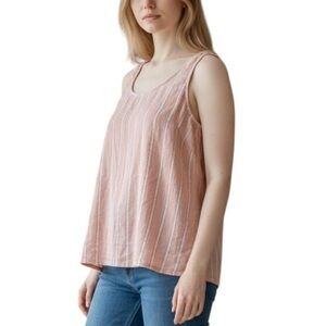 LOFT cotton blend striped pink and white sleeveless top 24/26